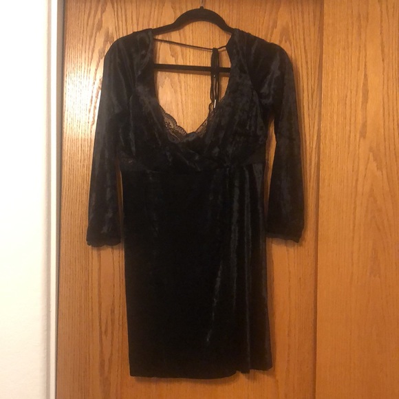 Free People Black Velvet Kat Mini Dress - Picture 5 of 8
